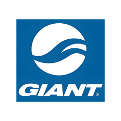Giant Bicycles logo. A stylized blue wave within a white circle, above the word "GIANT" in blue.