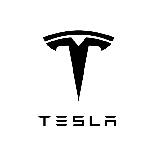 Tesla logo. The stylized "T" Tesla logo above the word "TESLA."
