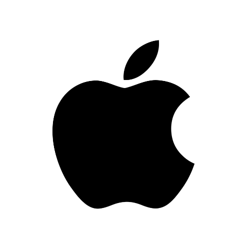 Apple Inc. logo. An outline of an apple with a bite taken out of the right side.