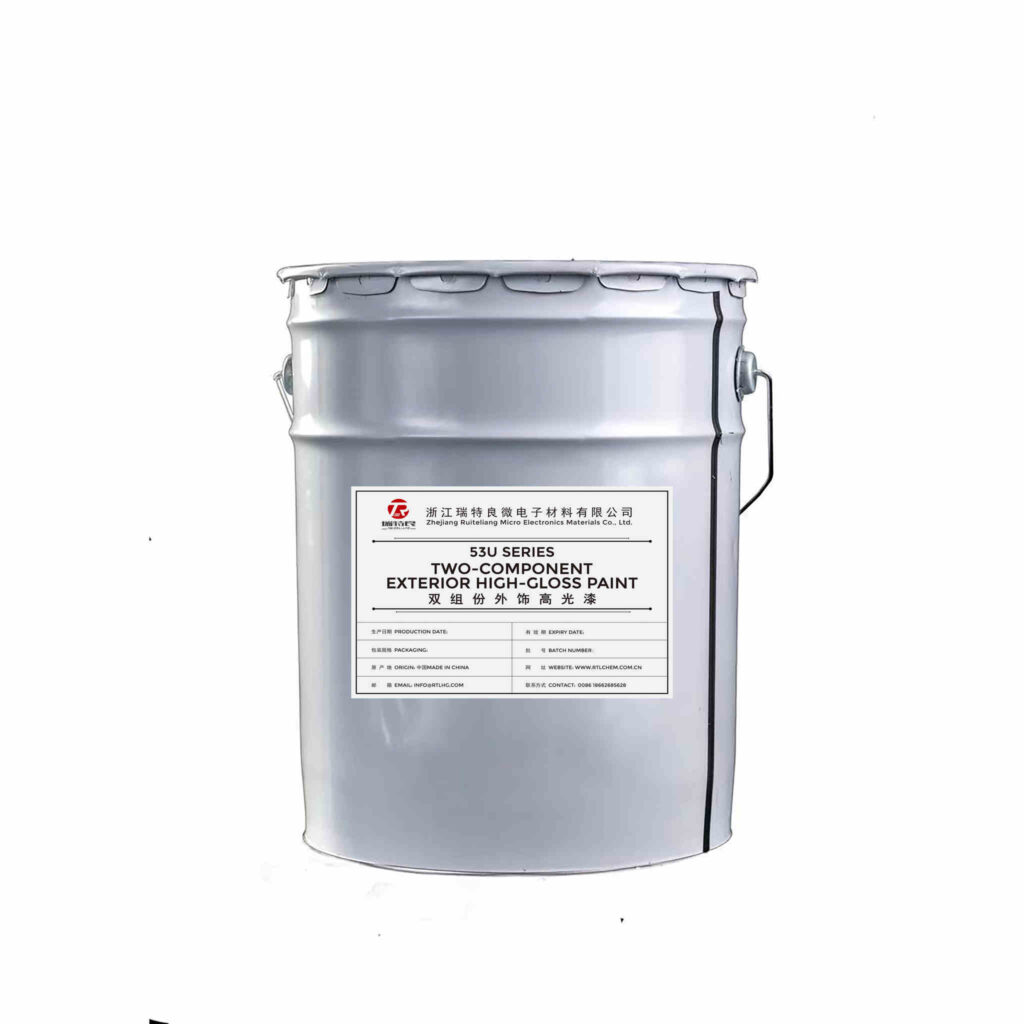 A large, gray metal pail of S311 Series Two-Component Exterior High-Gloss Paint.