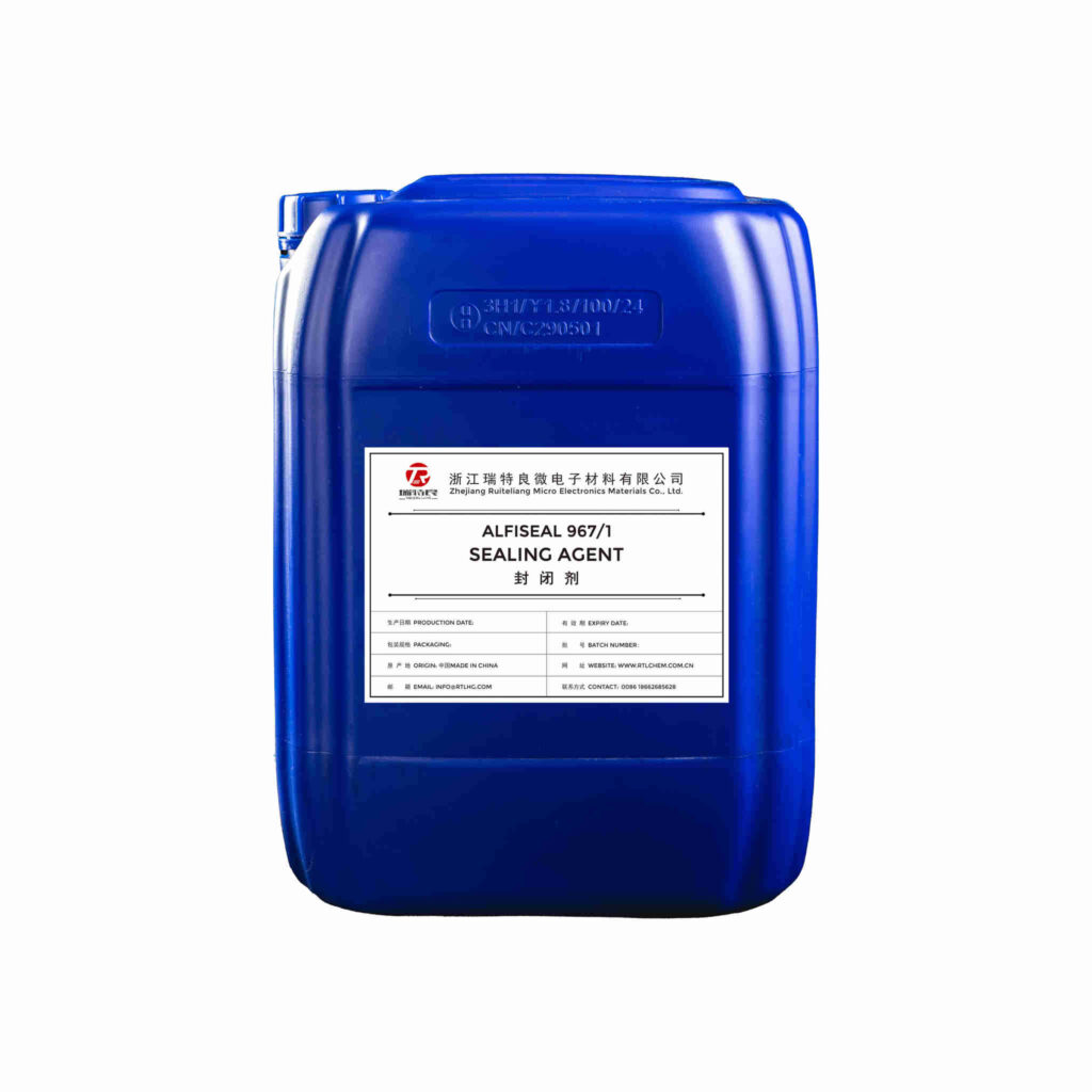 A blue plastic container of ALFISEAL 967/1 Sealing Agent.